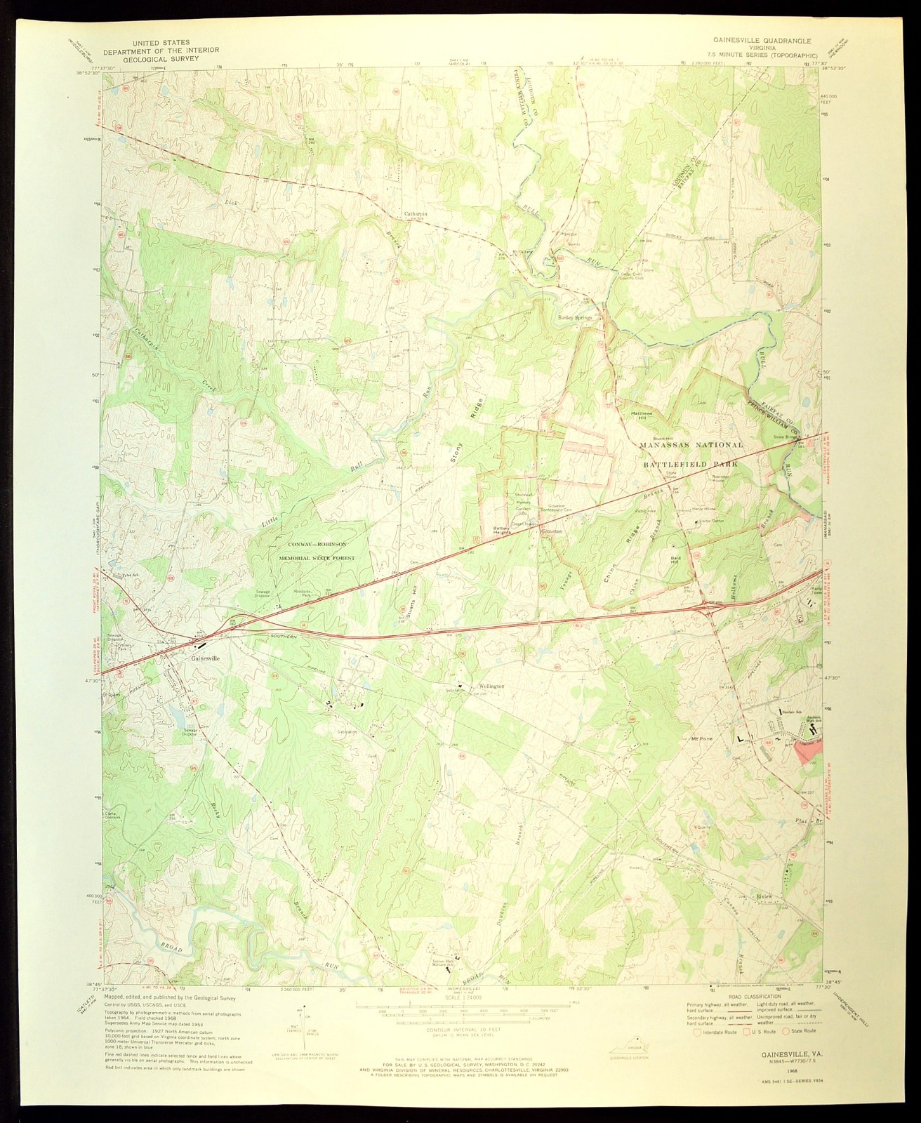 Gainesville Map Manassas Battlefield Park Prince William County Sudley Springs
