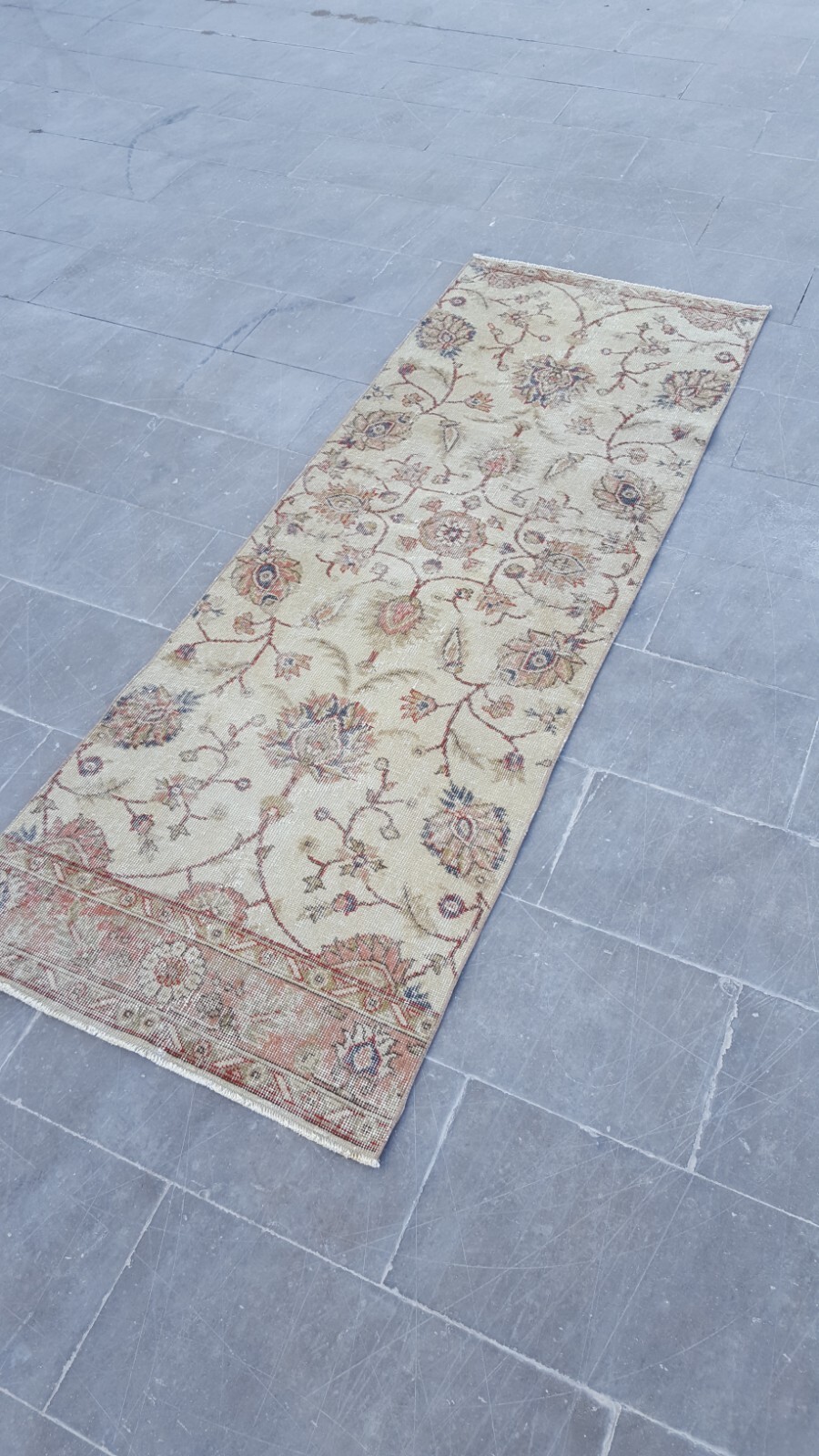 2.5×7 ft Vintage Turkish Runner Rug Wool Anatolian Handmade Hallway Oushak d
