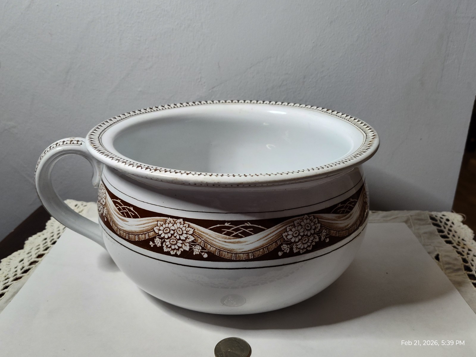 Antique 19c BWM & Co. Alexandra Pattern Chamber Pot From Staffordshire England