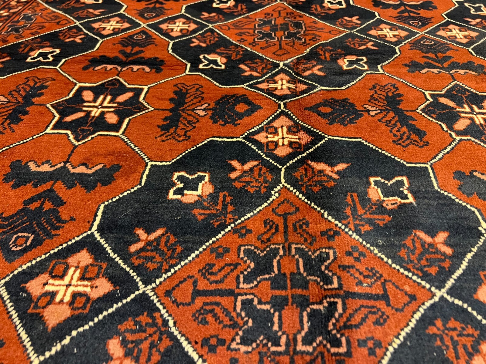 Vintage Afghan Gorgeous Tribal Natural Vegetable Dye Turkoman Carpet