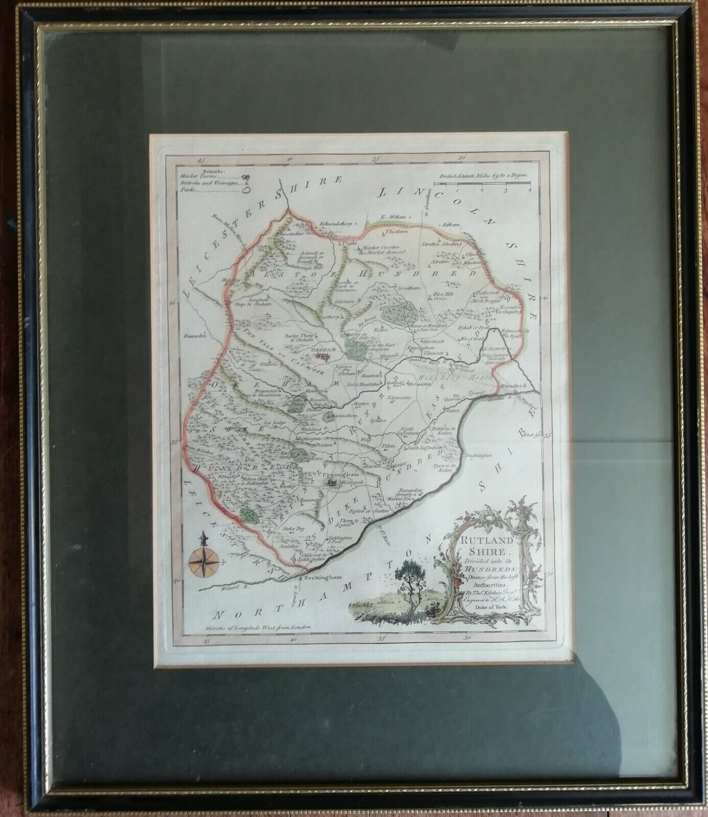 THOMAS KITCHIN – MAP – RUTLANDSHIRE – CIRC. 1764 – HAND COLOURED –