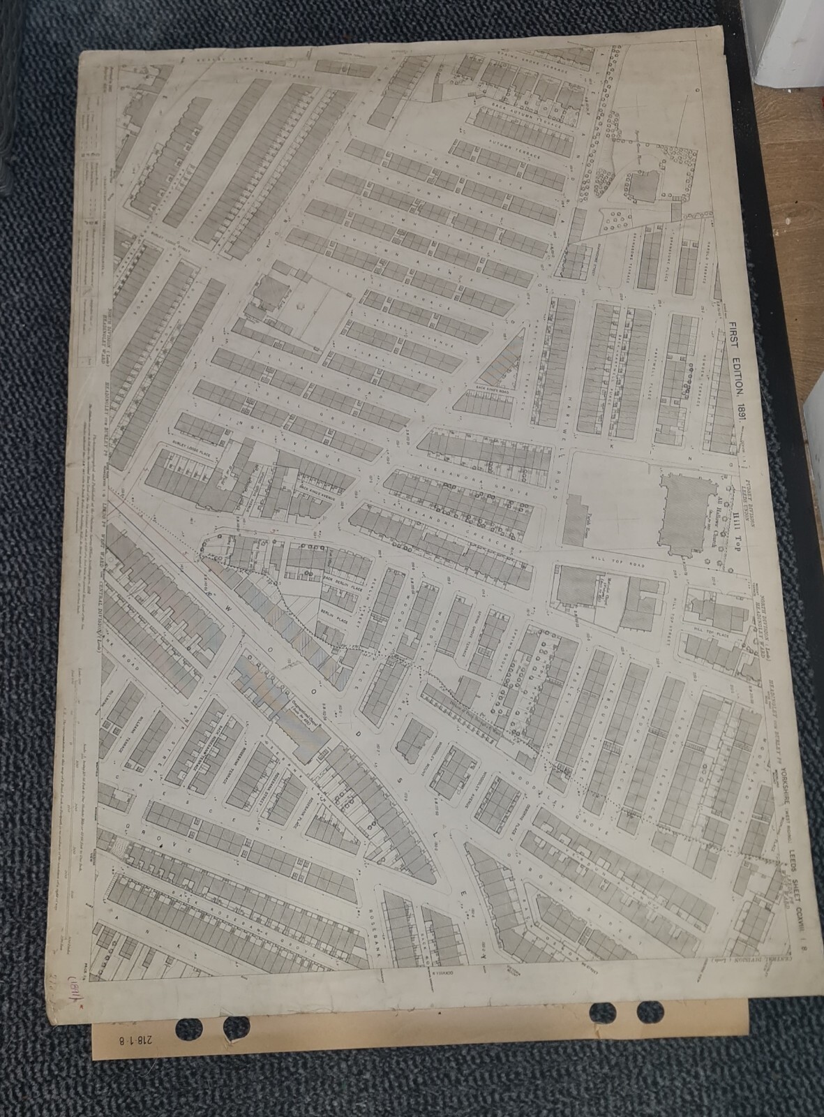 Leeds First Edition 1891 Map Headingley Ward All Hallows Church Hill Top 218 1 8
