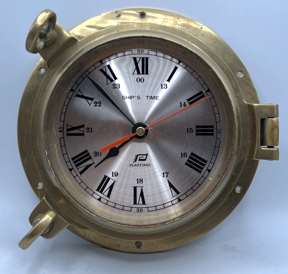 Vintage Solid Brass Quartz Ship’s Time Wall Clock