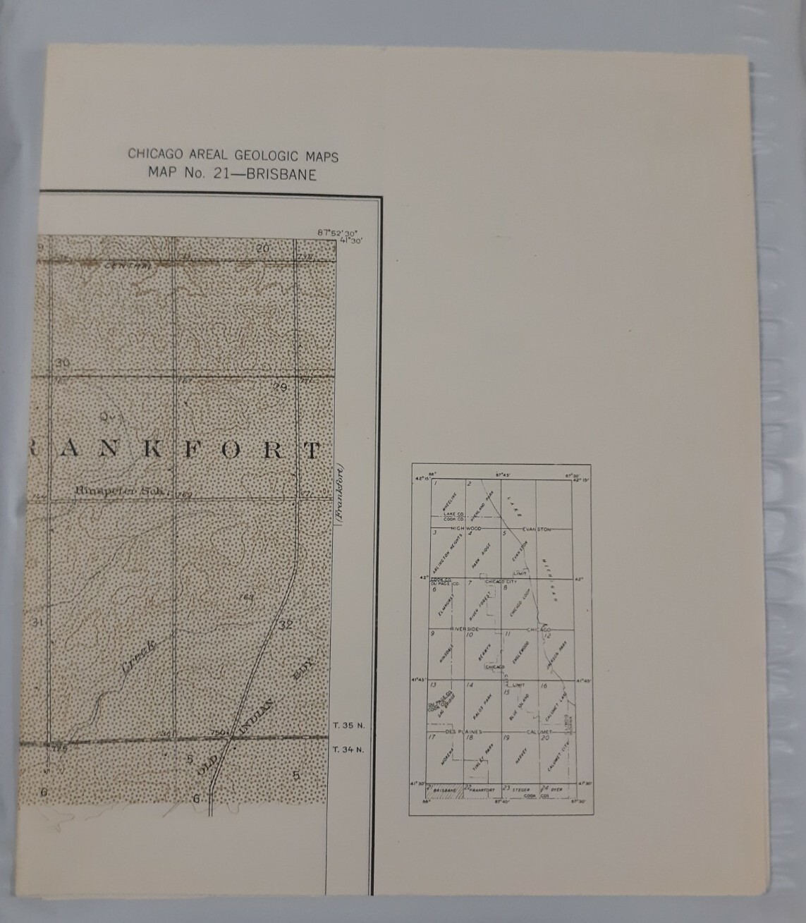Chicago Areal Geologic Maps #21 & 22, Geologically Surveyed 1930-32, Very Good