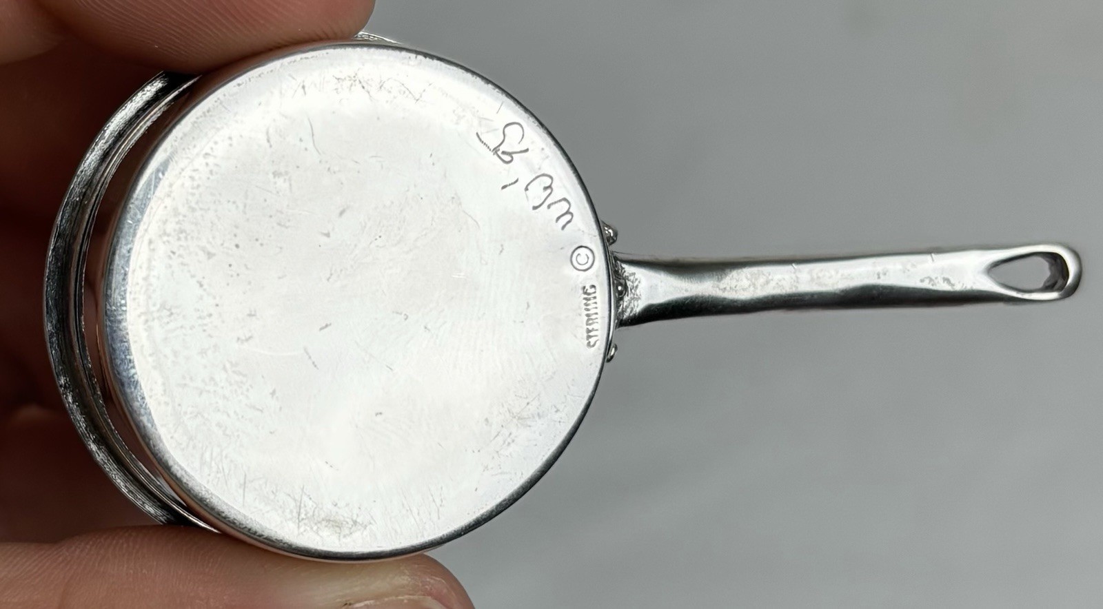 RARE Sterling Silver Miniature Chef Pan Lid Whisk 925 Skillet 1:12 Signed Vtg