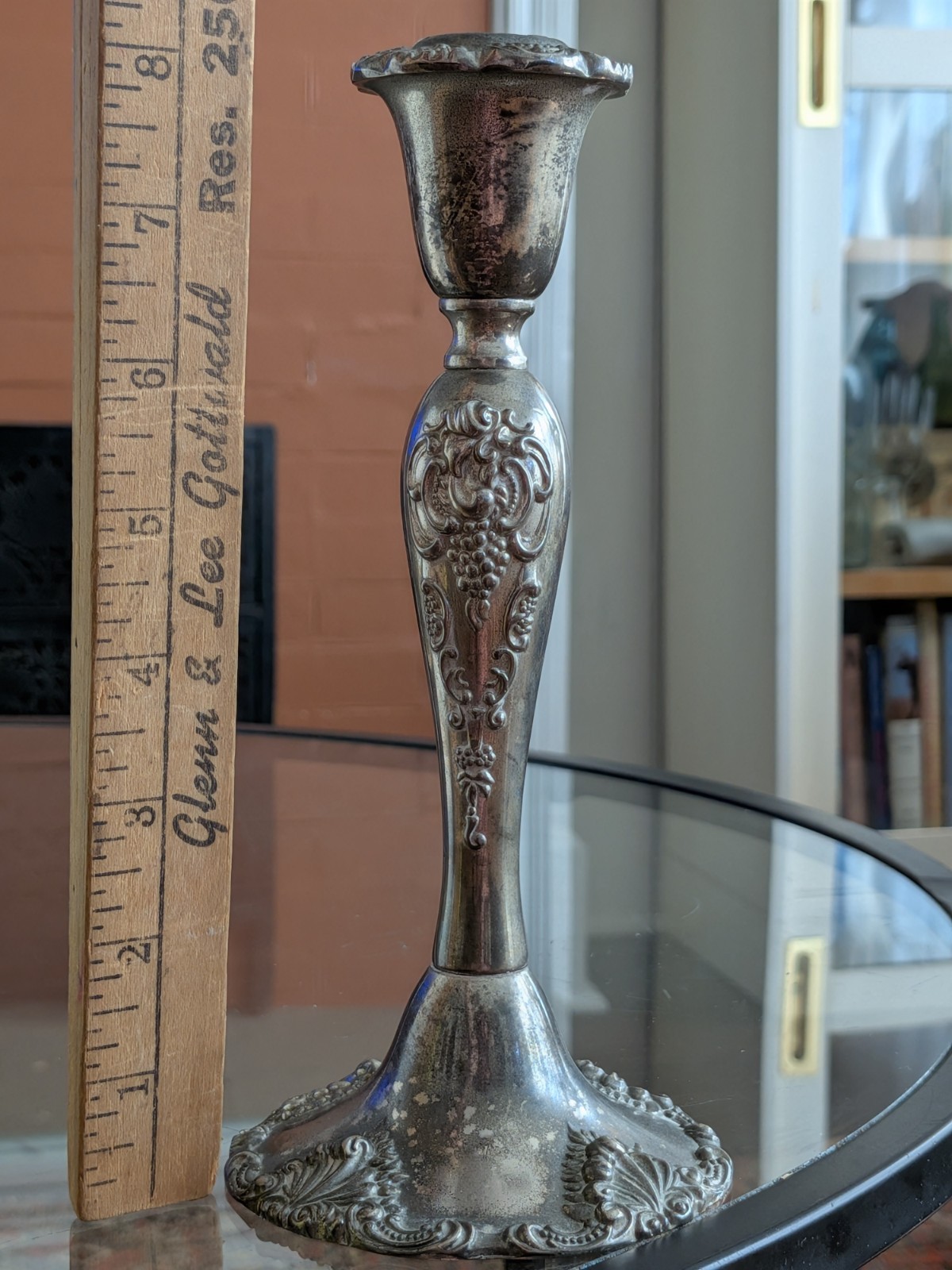 Godinger Silver Plate Candle Holder Vtg Baroque Ornate Heavy Mood Lighting Art