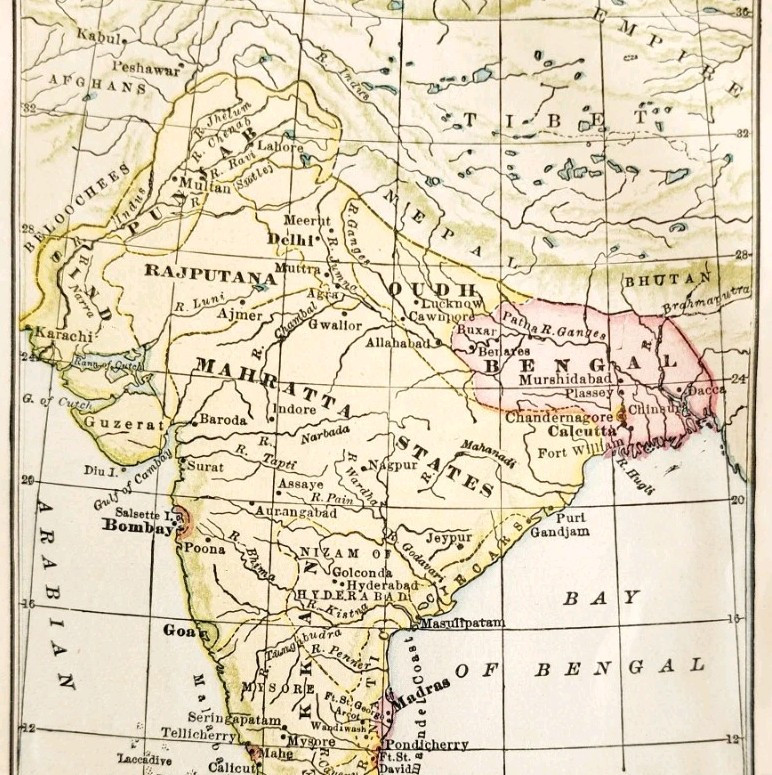 1929 Map India Bengal In 1763 History Of Europe Possession Areas Antique E98D