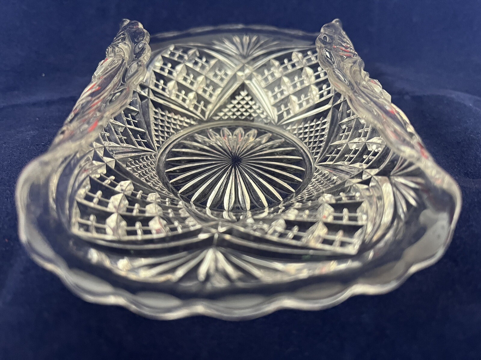Antique EAPG 5 1/2″ Card Receiver or Holder Crystal Glass “Tarentum’s Virginia”