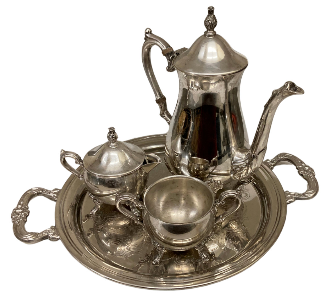 Vintage Sheridan Taunton Silversmiths LTD Four-Piece Coffee Service