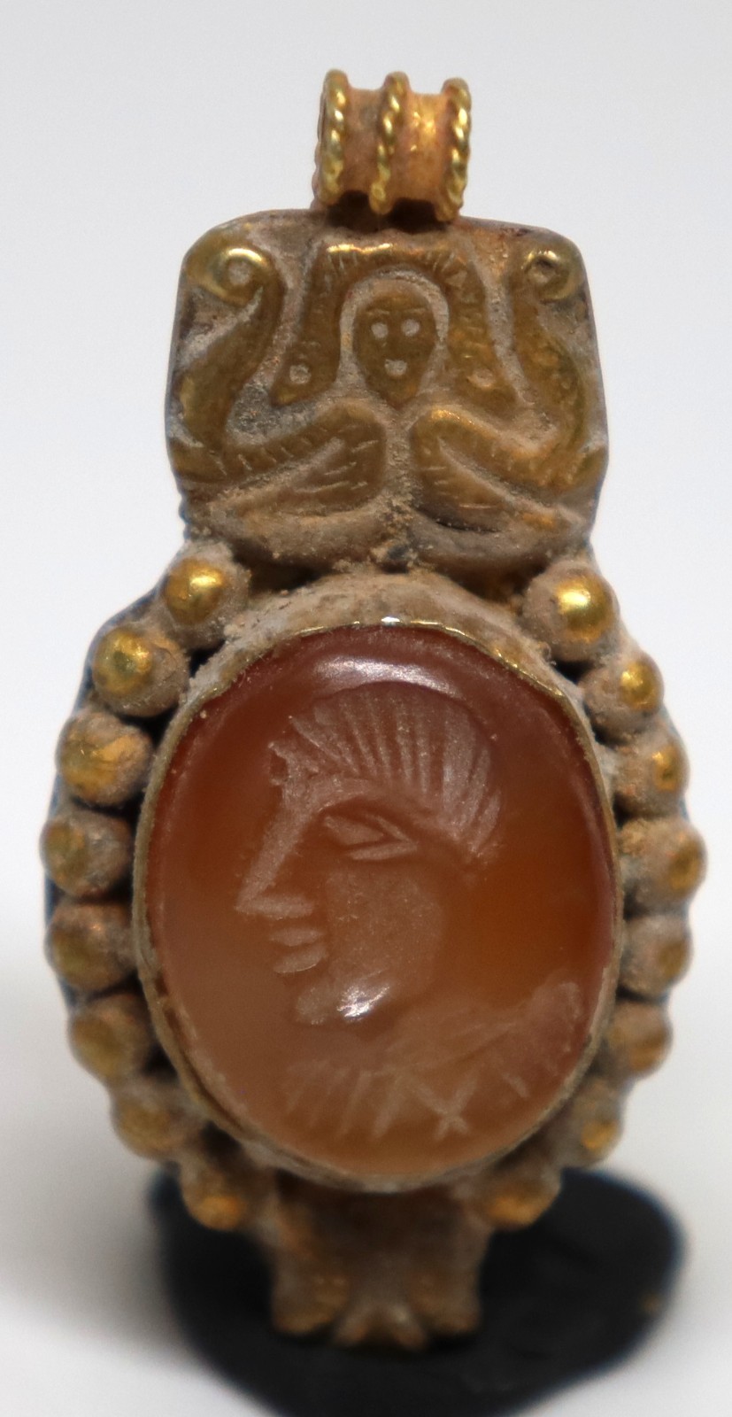 Beautiful Ancient Roman Greek Rare Intaglio Agate Stone High carat Gold Pendant