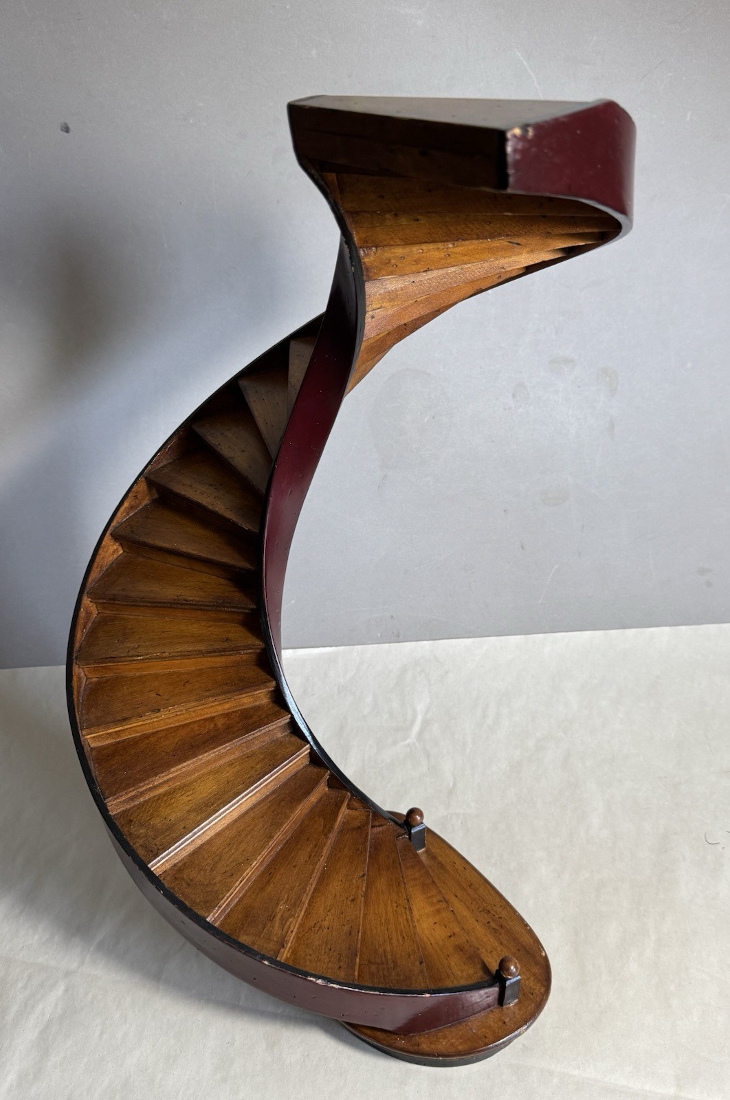 Antique ARCHITECTURAL MODEL Full Spiral Tricolor WOOD STAIRCASE 19” Hand Crafted