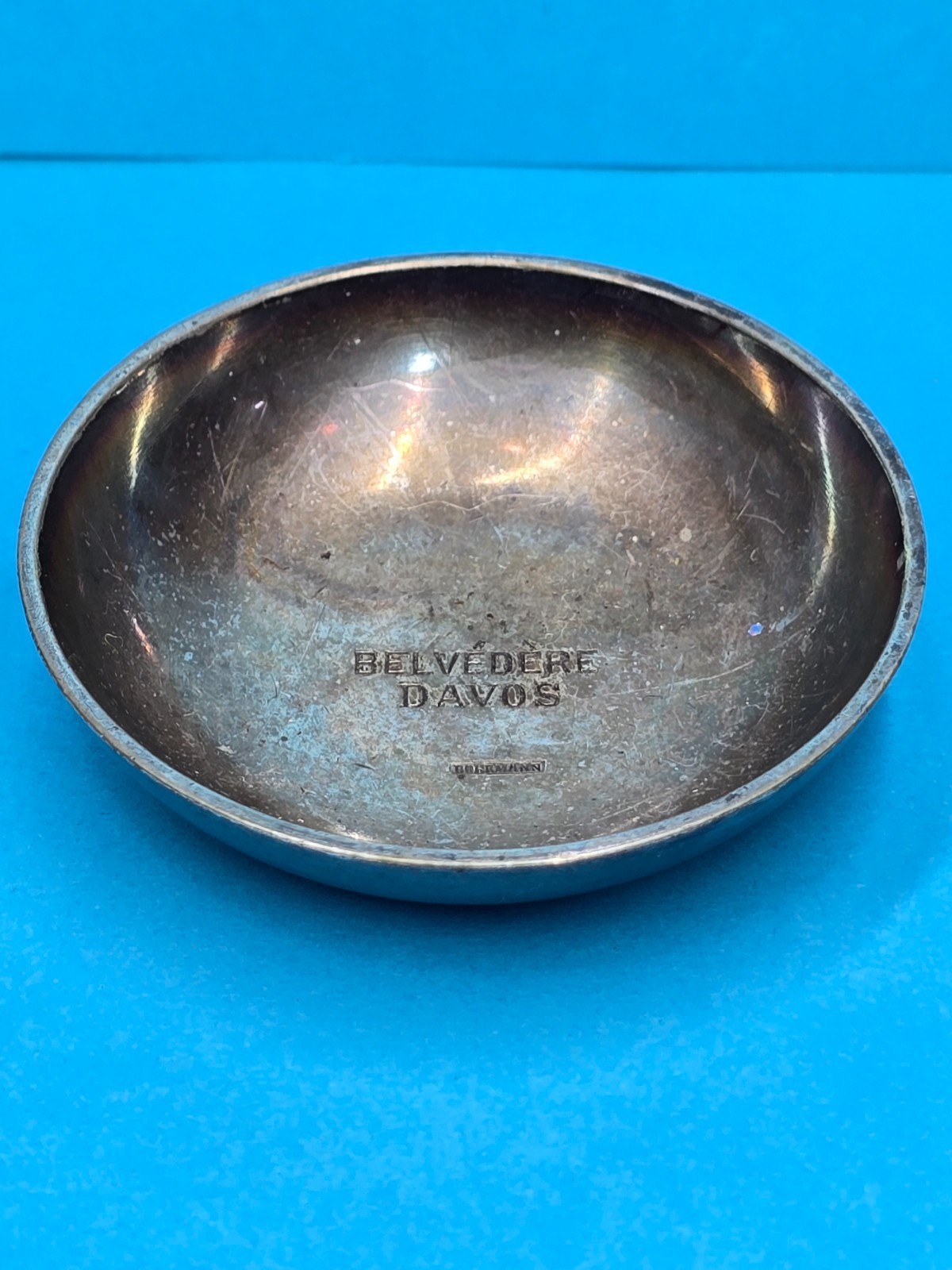 Belvédère Davos Hotel Silverplate Dish 2.5″ BOHRMANN Vintage European Hotelware