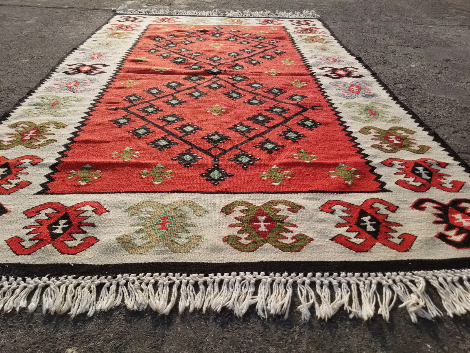 Vintage Traditional Handmade Turkish Anatolian Wool Multicolor Kilim 5.1×3.2ft