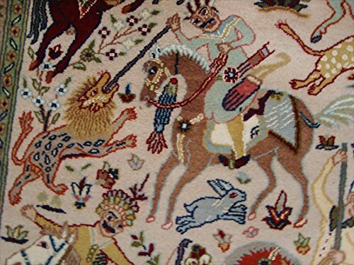 Area Rug 7 Horses King Hunting Classic Hand Double Knotted Fine Carpet (6 x 4)’