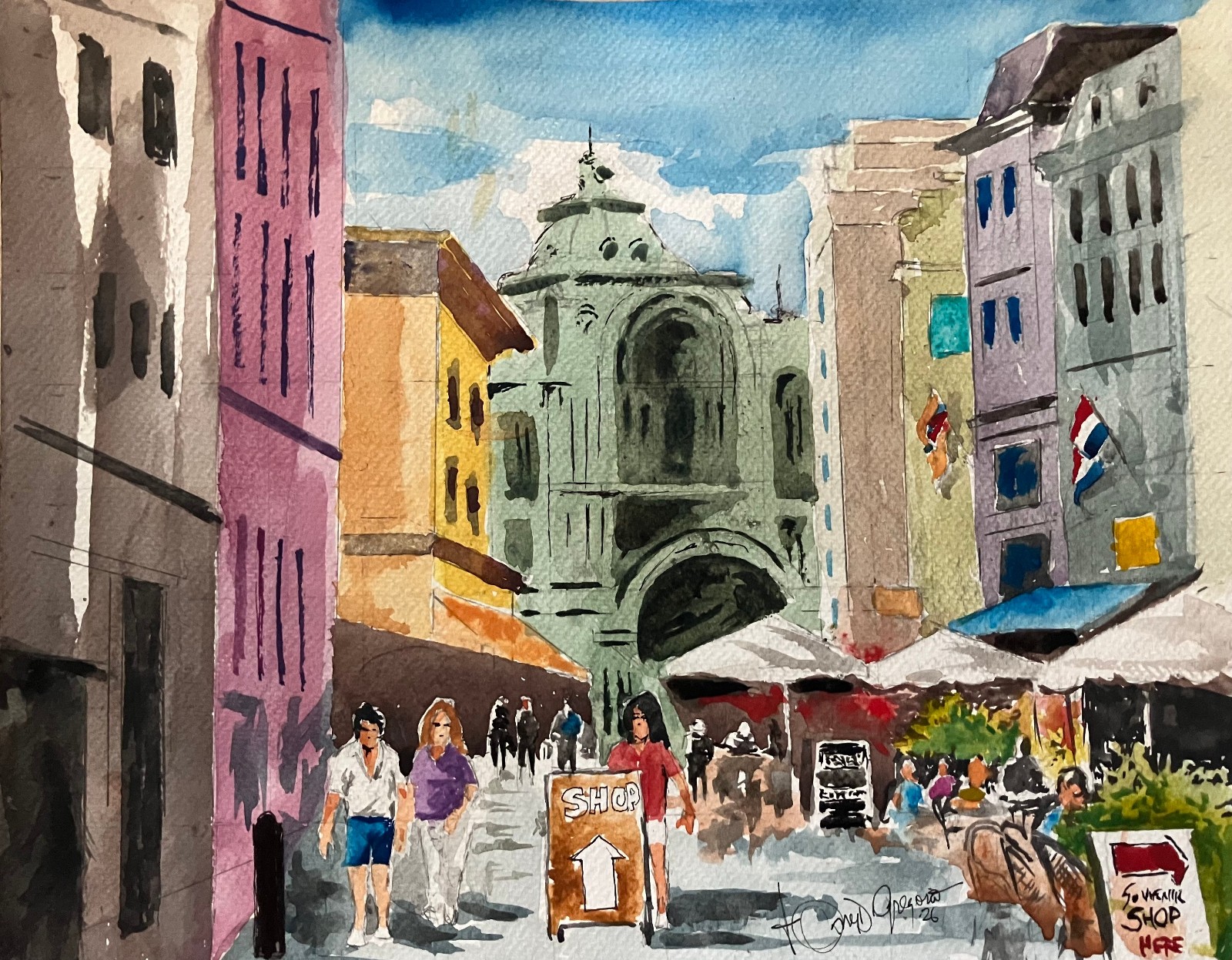 Original watercolor creation by renowned artist. Signed NOT a printed piece.