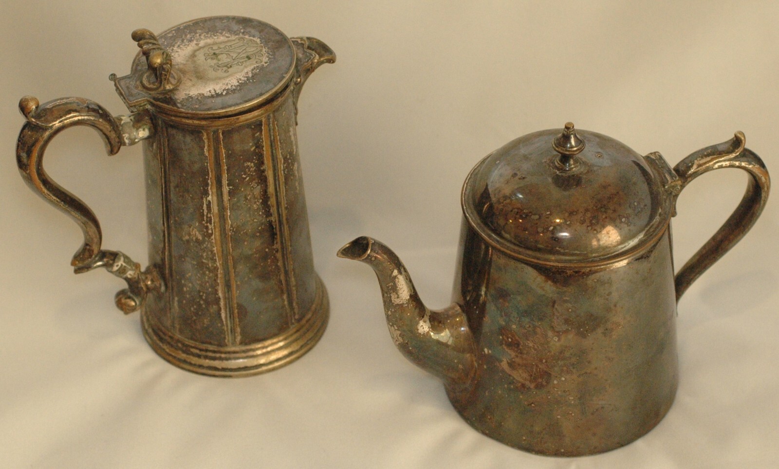antique tea pot and stein from Morley’s Hotel Trafalgar Square London 1831-1936