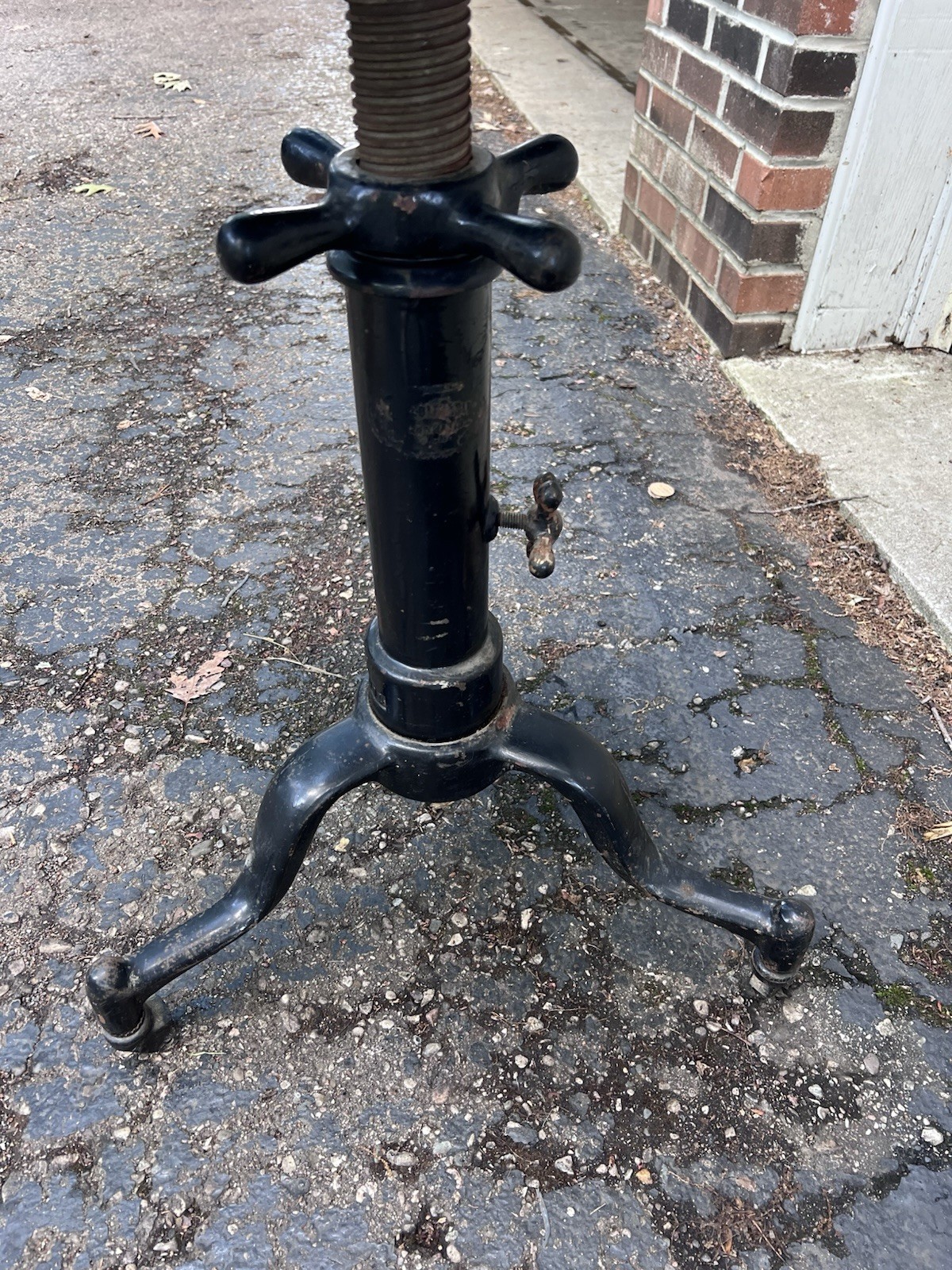 Vtg Antique Industrial Table Base Stand Adjustable Drafting Typewriter Cast Iron
