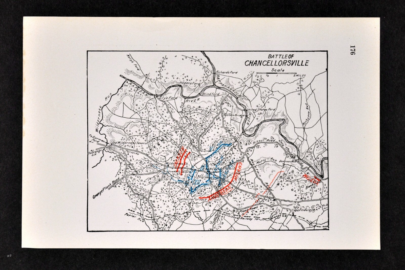 Civil War Map Battle of Chancellorsville Virginia General Stonewall Jackson