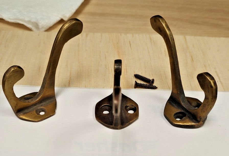 3 Solid Brass Double Coat Hat Hall Towel Clothes Hooks 2 1/4″ Antiqued Finish