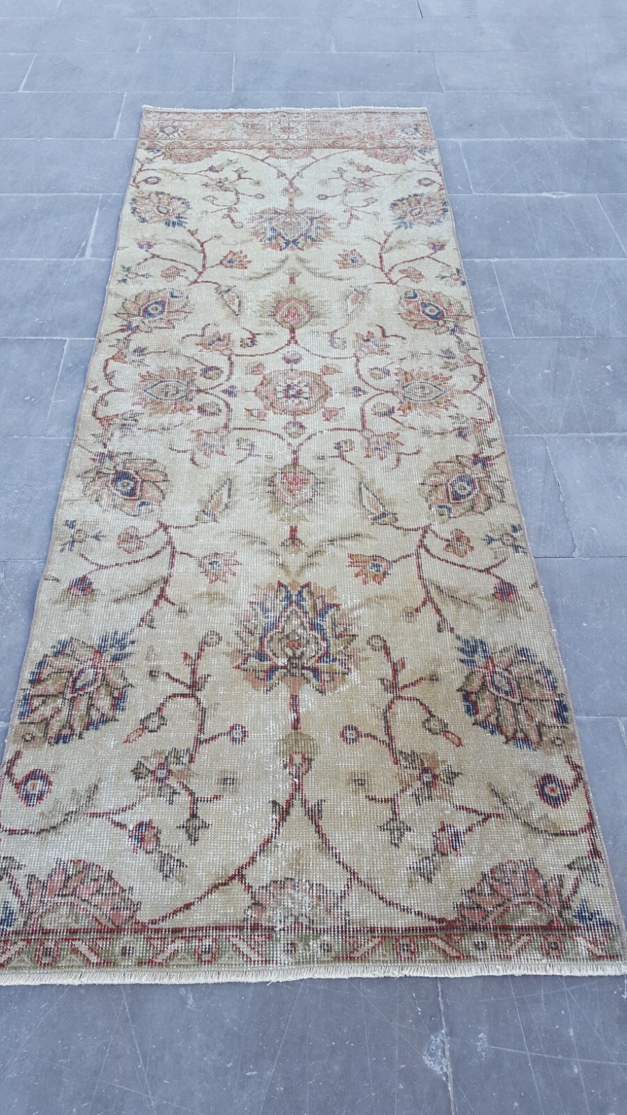 2.5×7 ft Vintage Turkish Runner Rug Wool Anatolian Handmade Hallway Oushak d