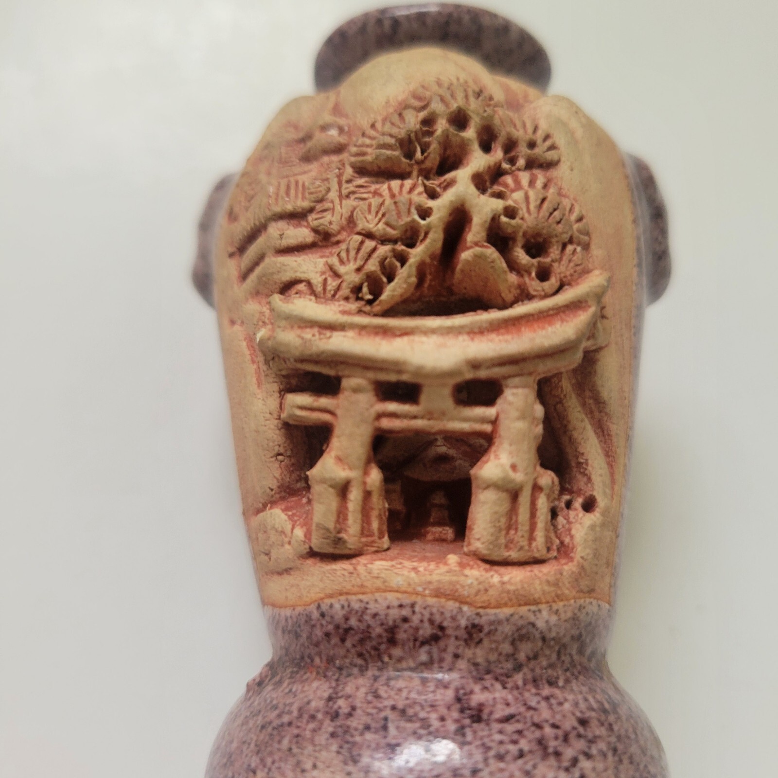 Vintage Vase Japanese Shôwa Period Banko Ware Mini 3D Carved Relief 3″