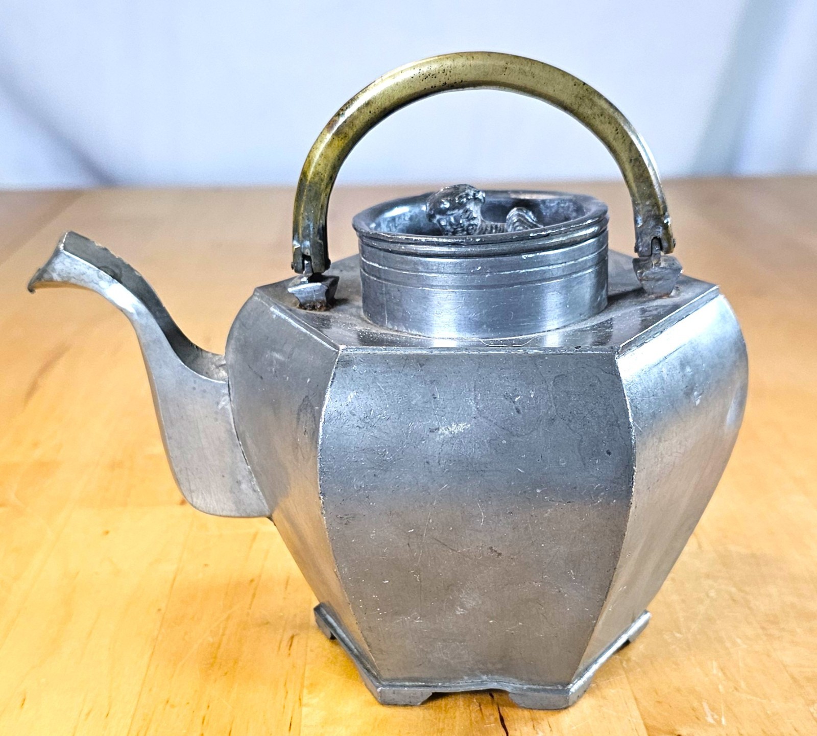Qing Republic Chinese Pewter Brass Paktong Scholarly Teapot Makers Mark