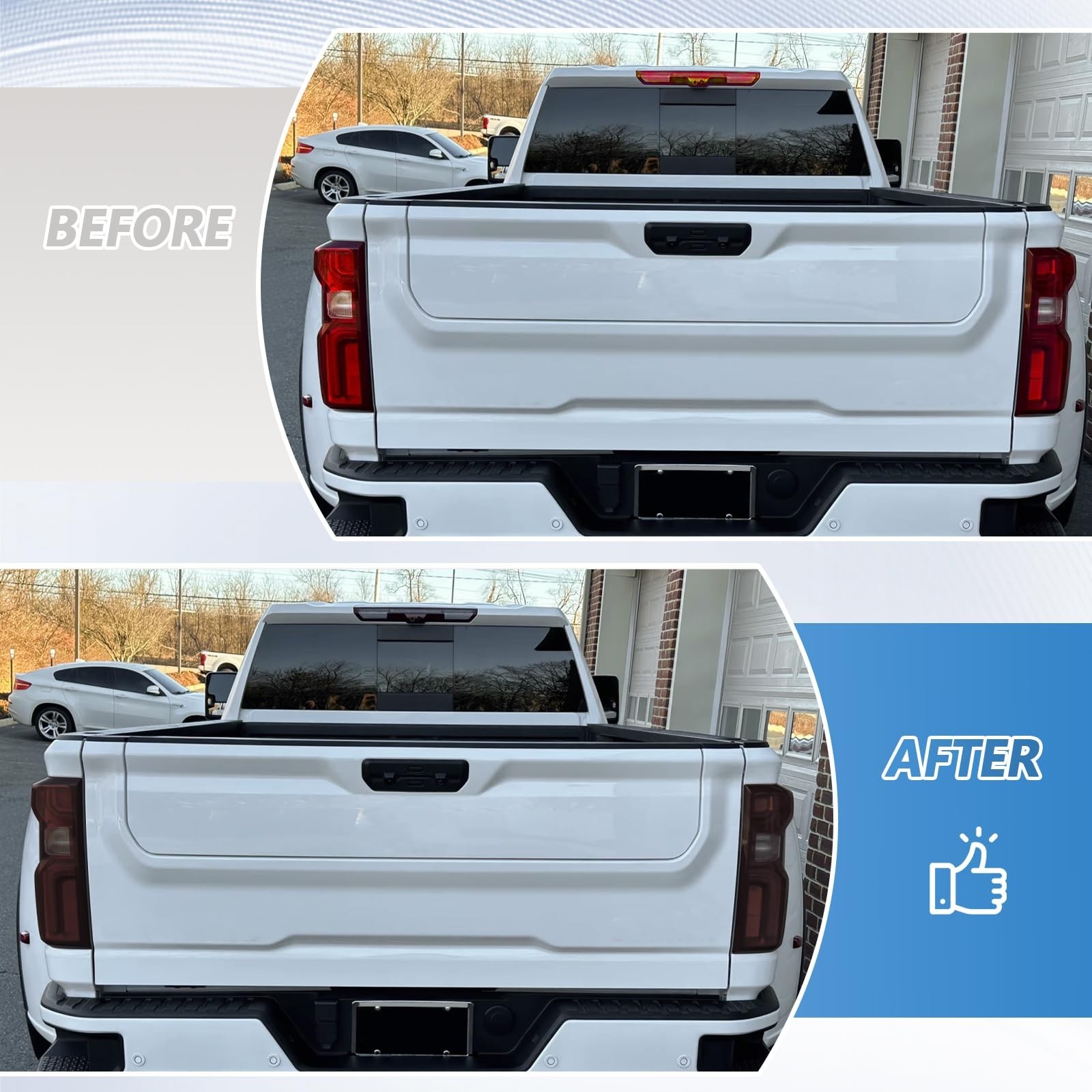 Tail Light Cover with Third Brake Light Cover for Chevy Silverado 1500 2019-2…
