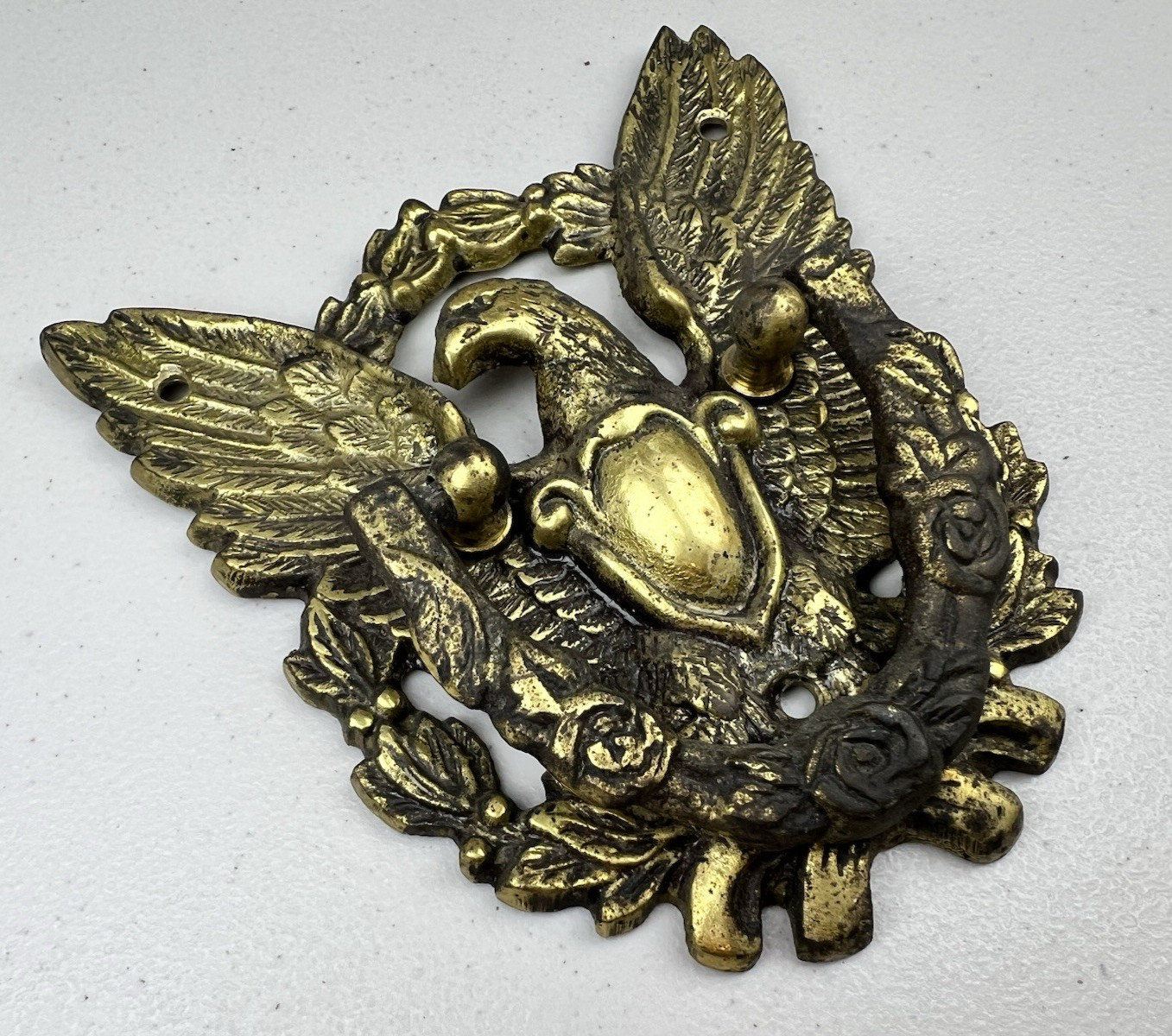 VINTAGE SOLID BRASS PATRIOTIC FEDERAL AMERICAN EAGLE DOOR KNOCKER