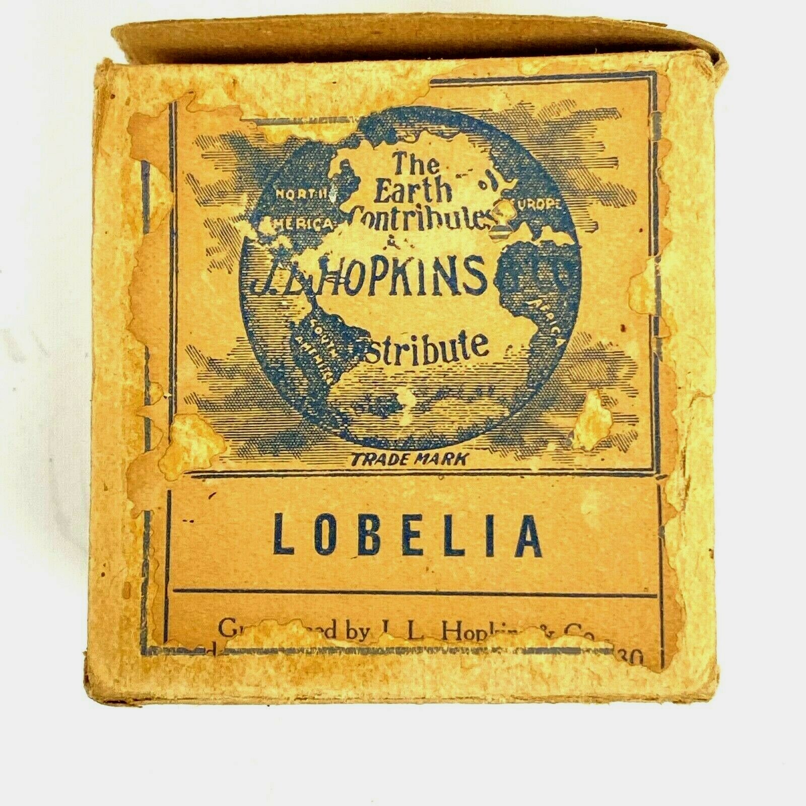 Medical Box J.L. Hopkins Lobelia Wild Tobacco Quack Medicine Advertising VTG