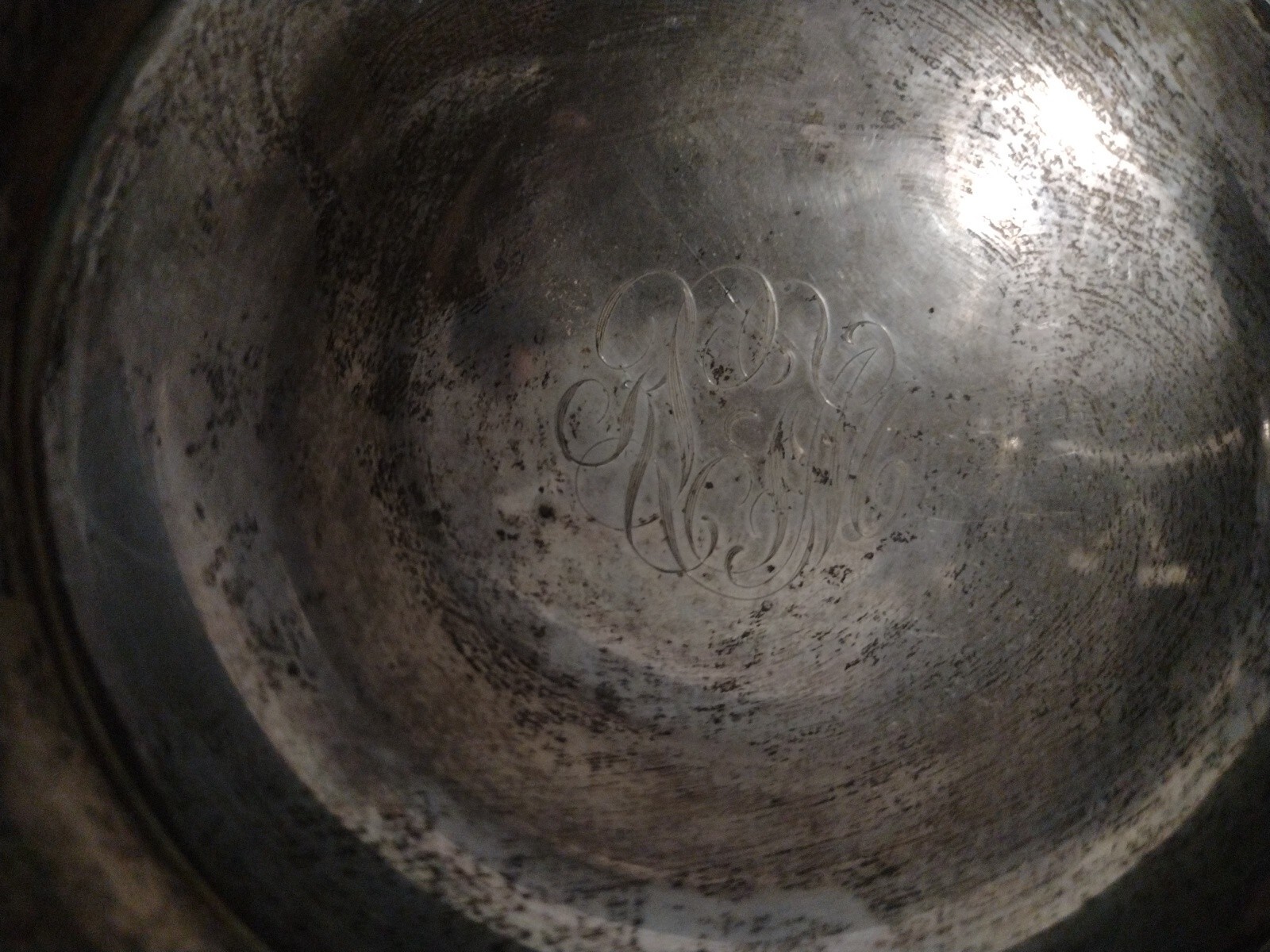 RARE Antique Unknown Mark Sterling Silver Candy Dish 7.75″ Diameter 15263 Aged