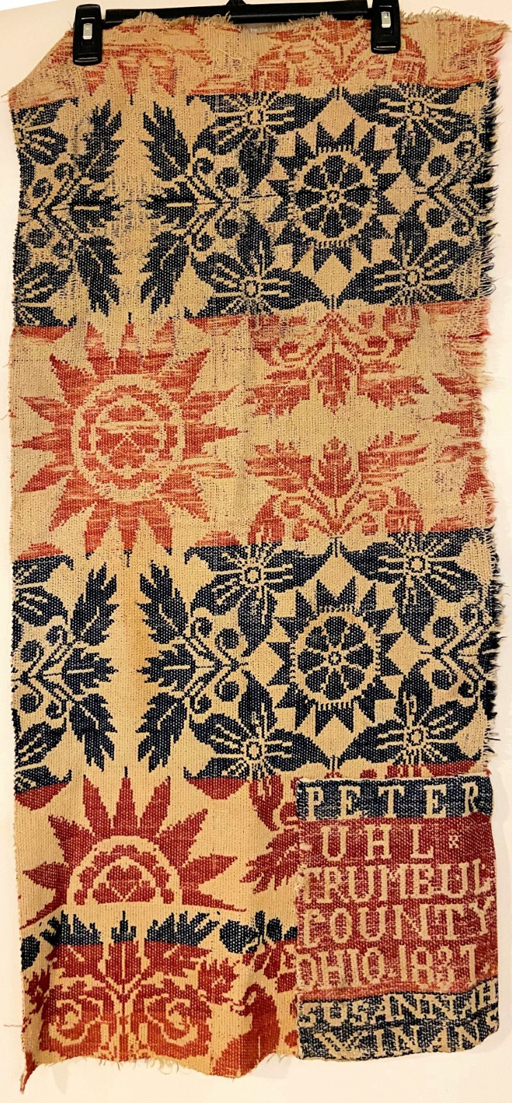 Collector UHL Trumbul County Ohio 1831 Tapestry 17 in X 35 in