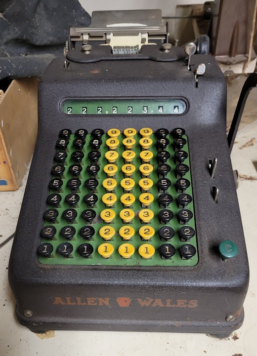 Antique Allen Wales Desk Model Adding Machine, Untested