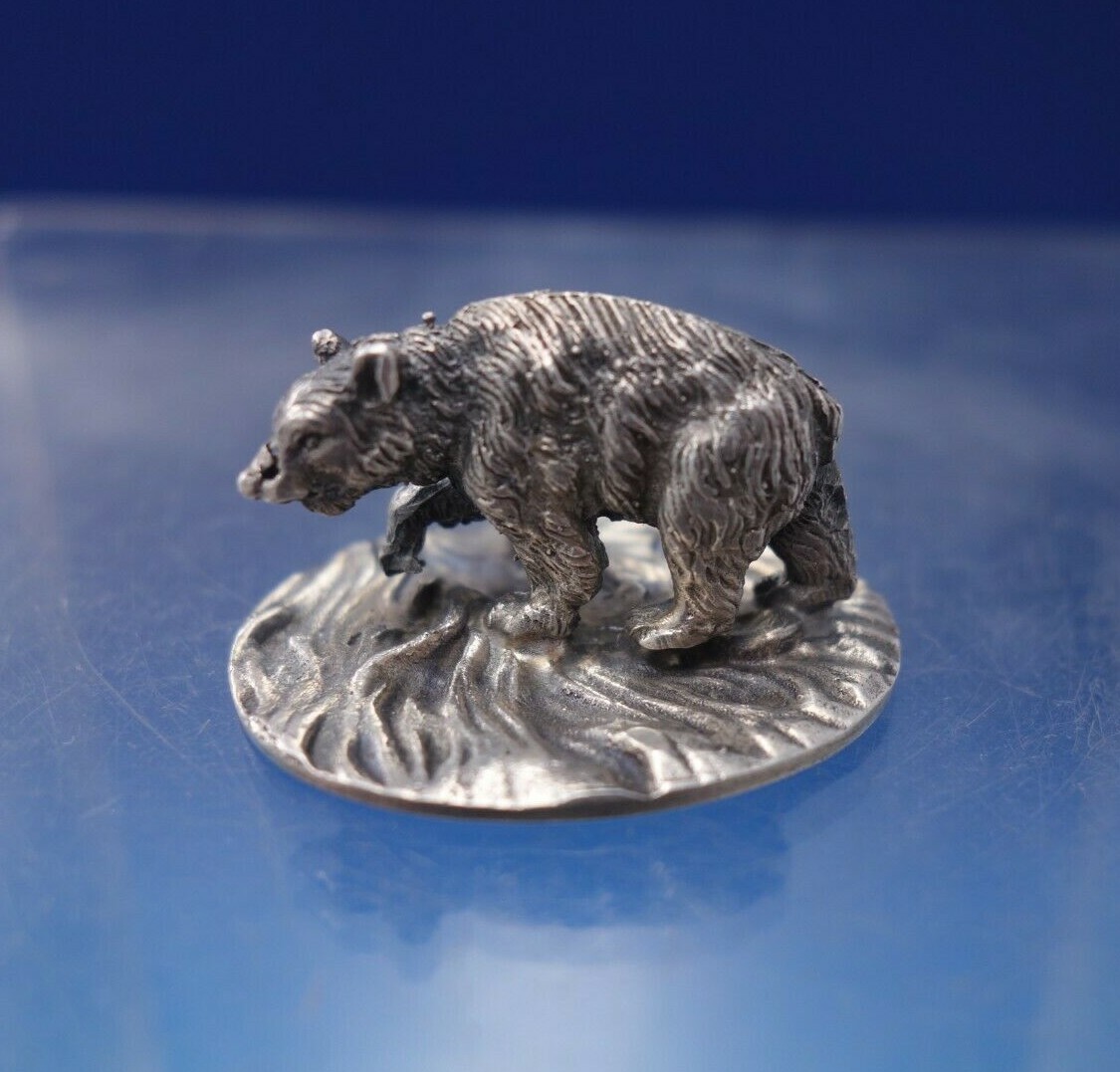 English .800 Silver Place Card Holder Bear Figural 3/4″ x 1 3/8″ x 1″ (#5270)