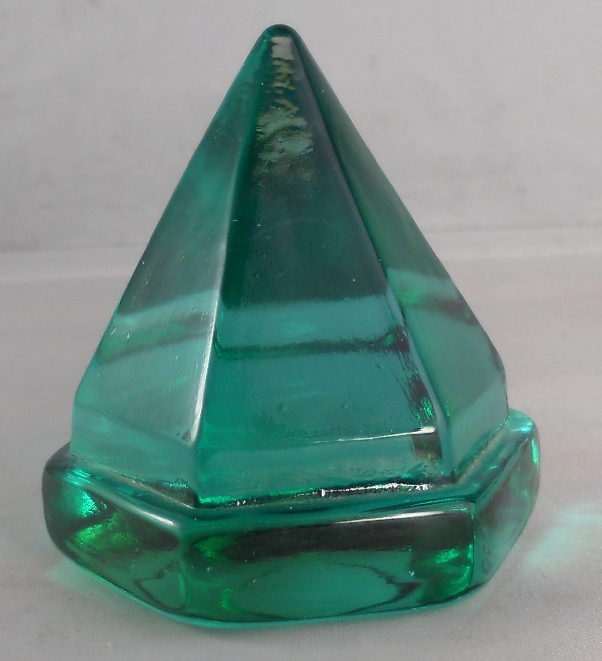 Aqua Blue Green Ship Deck Prism Glass Pyramid Nautical Maritime Paperweight 2.5″