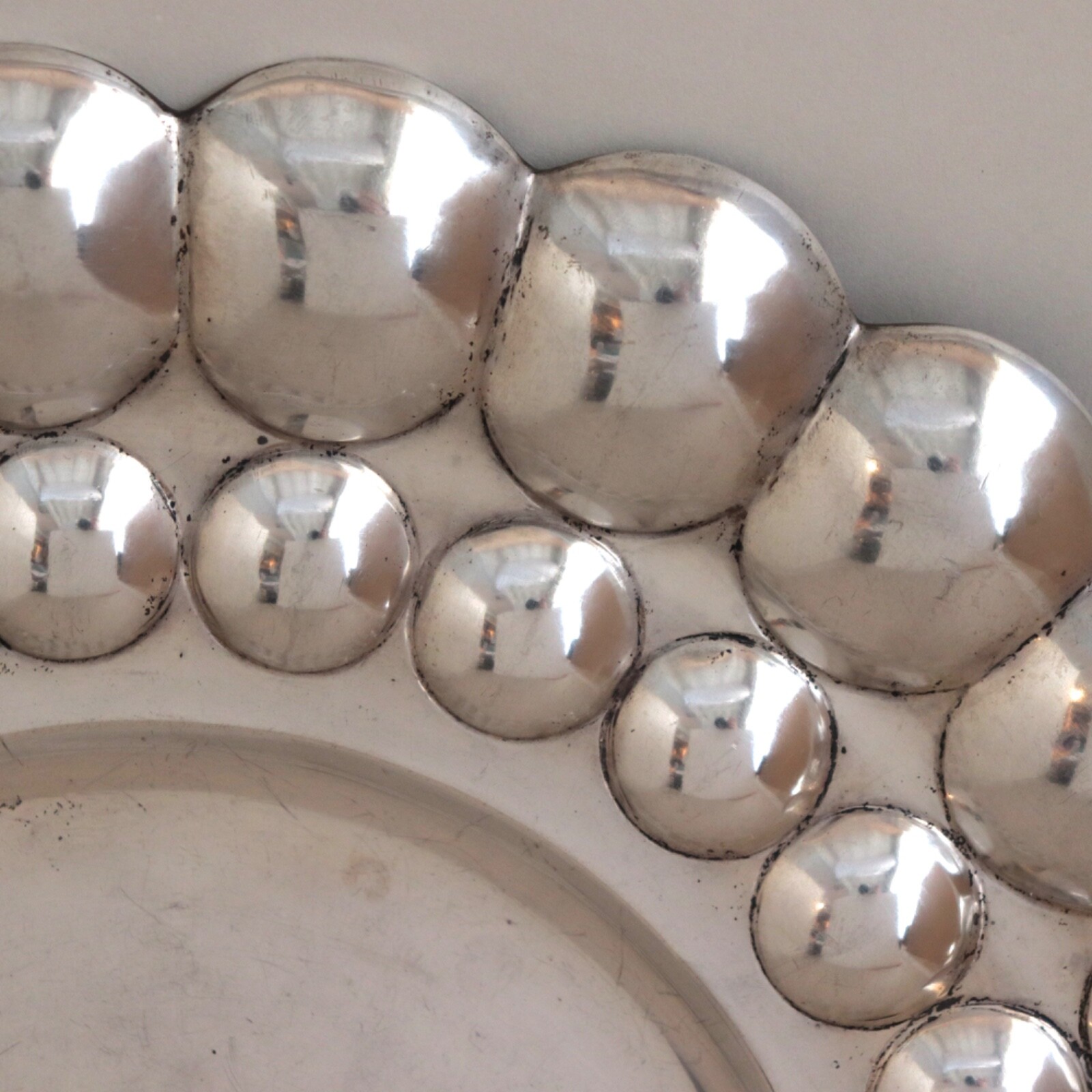 Art Deco Modern Solid Silver Tray Plate Bowl Platter Convex Bubble Hungarian MCM