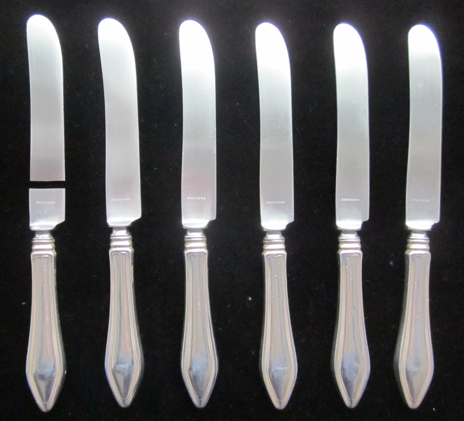 Mary Chilton/Towle: 6 Sterling Silver Dinner Knives 9″ (No monograms)