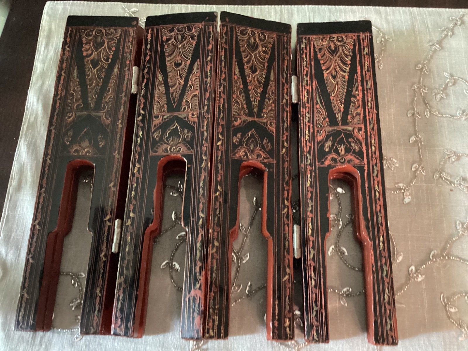 Burmese Lacquerware Octagonal Folding Tea Table