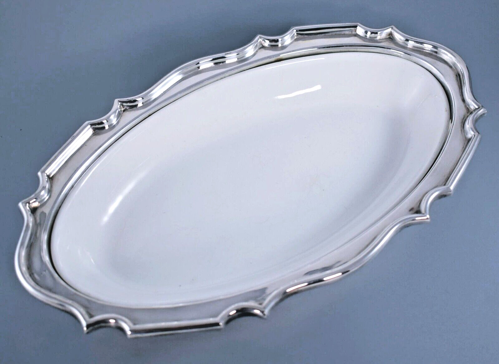 ANTIQUE W & R STOKE ON TRENT CARLTON WARE & SILVER PLATE SERVING DISH c1900