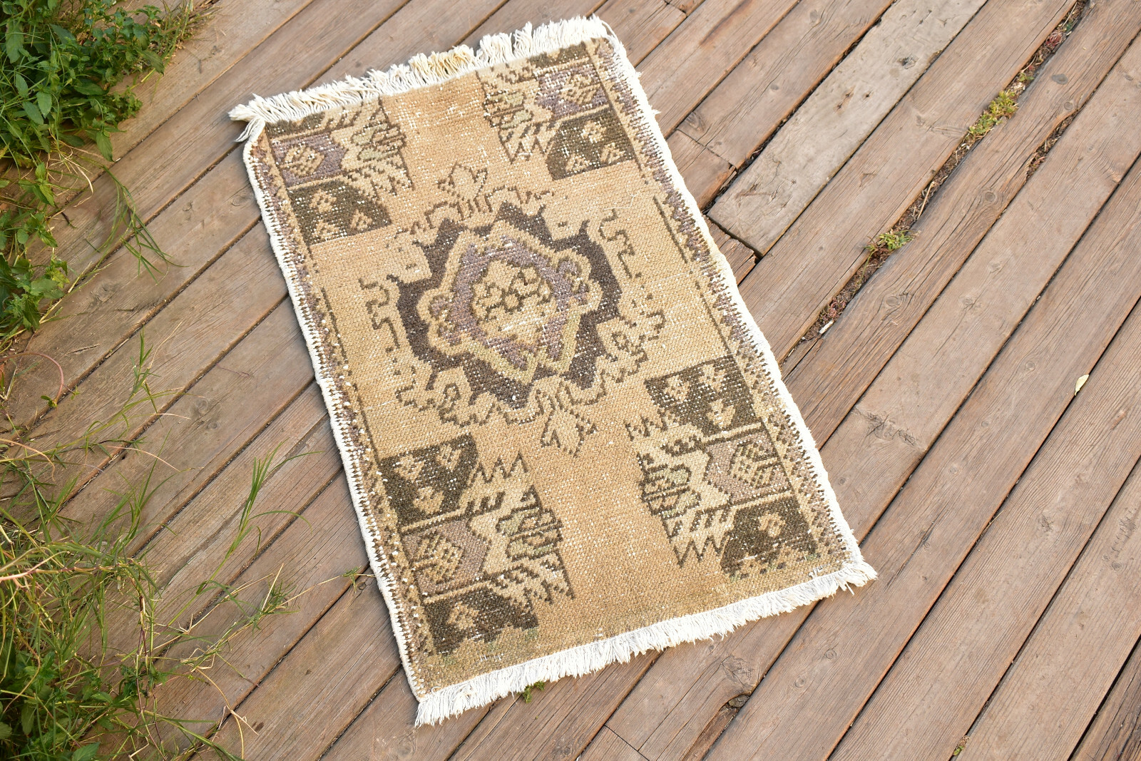 Turkish Carpet Hand Knotted 1×2 Size Doormat Chair Multi Color Rug 48x72cm