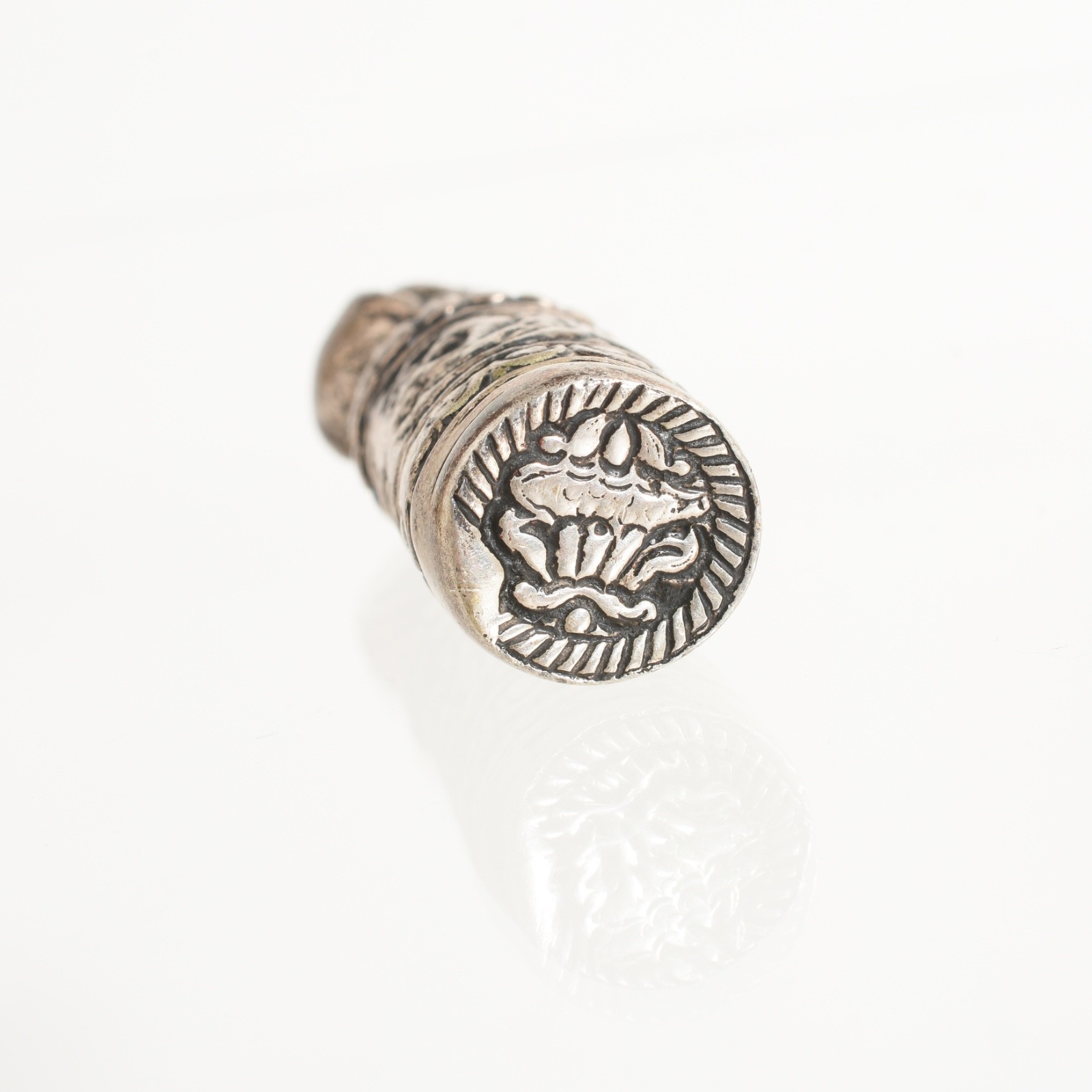 2 1/8″ Tibetan Chop seal stamp, Lotus flower, Padma symbol. Mid 1900s.