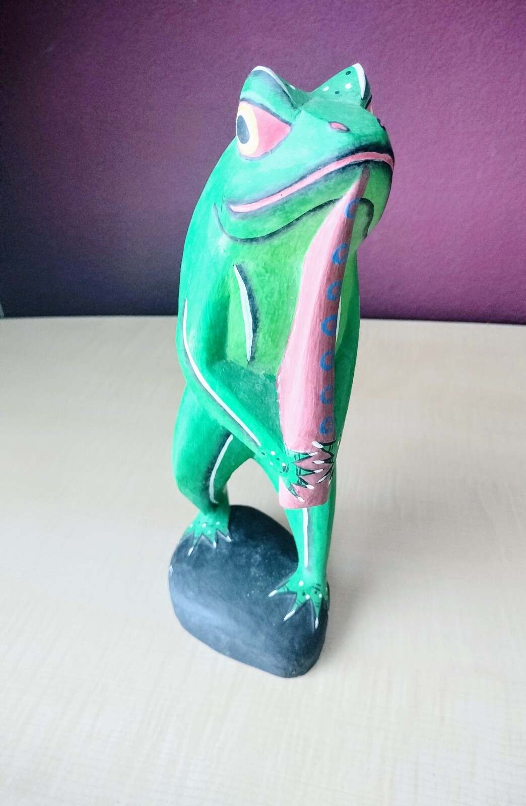 Wooden Frog Statue Bali Indonesia Hand Carved Decorative Musical 12″ Tall