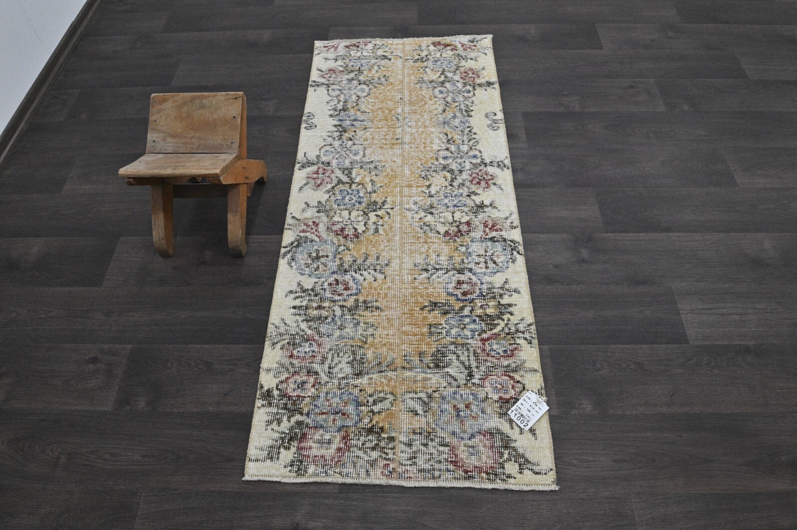 Vintage Turkish Runner Rug 2x5ft Wool Anatolian Handmade Hallway Oushak ORANGE