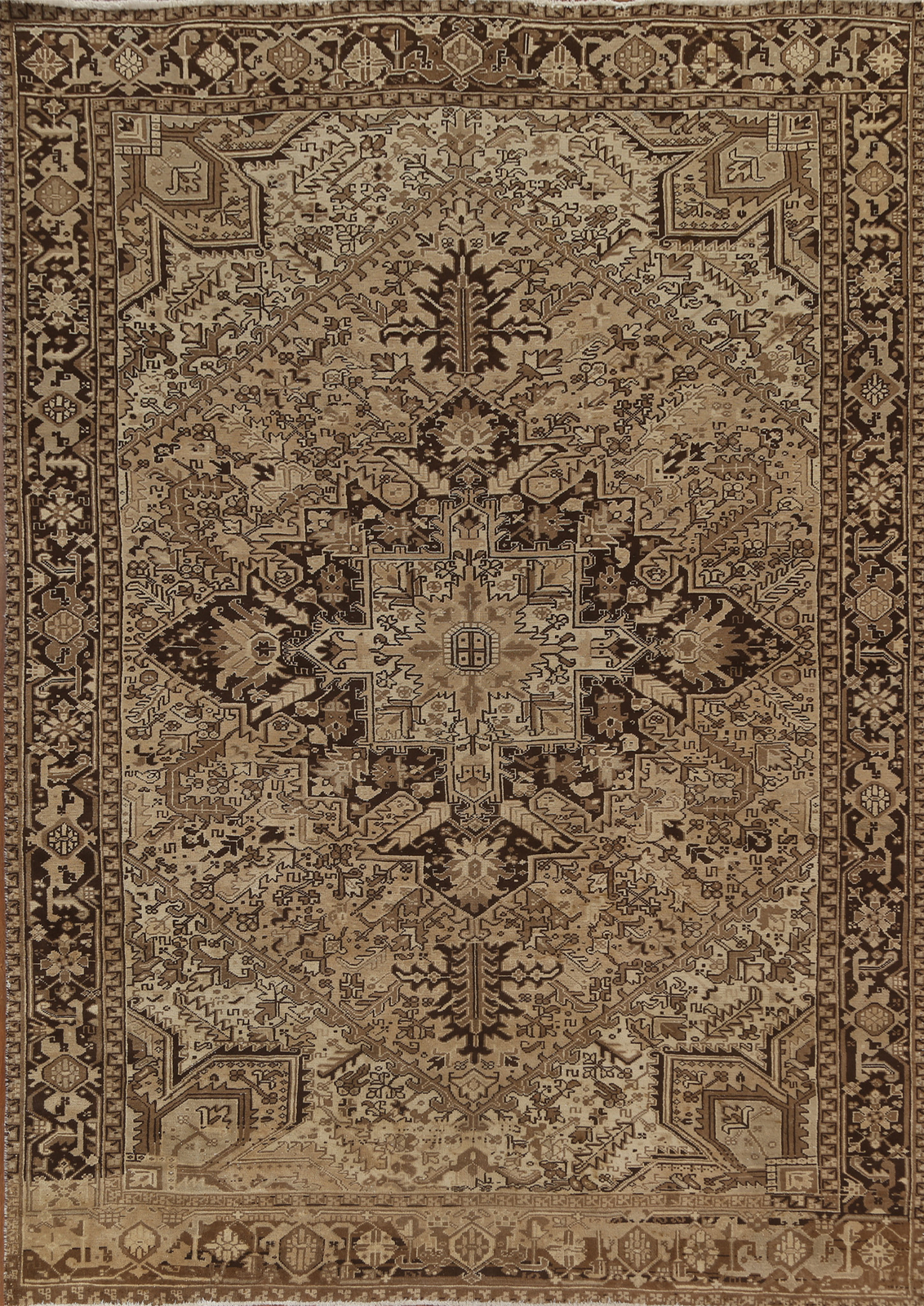 Vintage Muted Geometric Heriz Hand-knotted Traditional Wool Rug Area Carpet 8×11