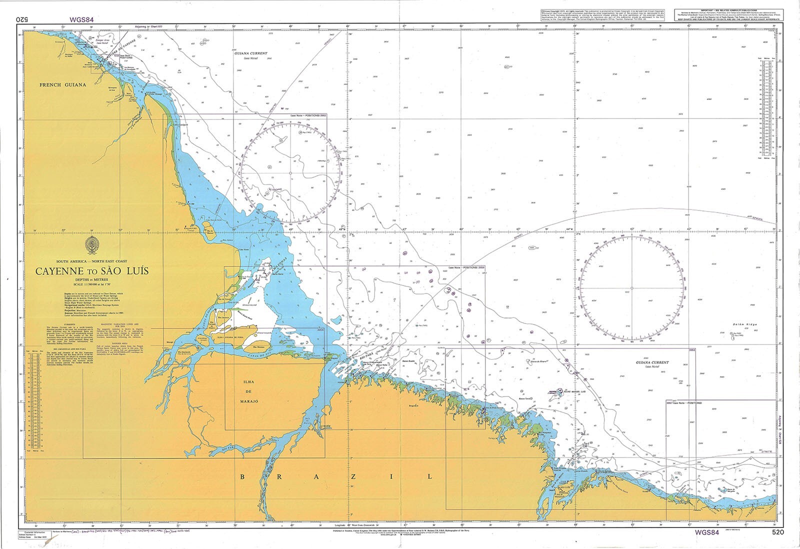 Admiralty 520 South America North East Coast Cayenne To Sao Luis Map Chart Wall