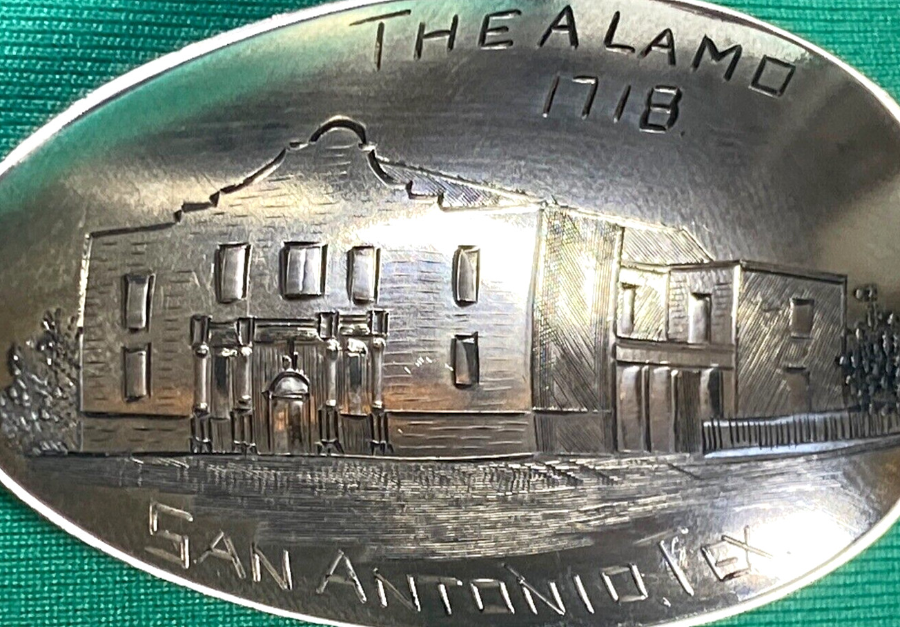 Alamo Mission 1718 San Antonio Texas 5.2″ Sterling Souvenir Spoon Shepard 15g