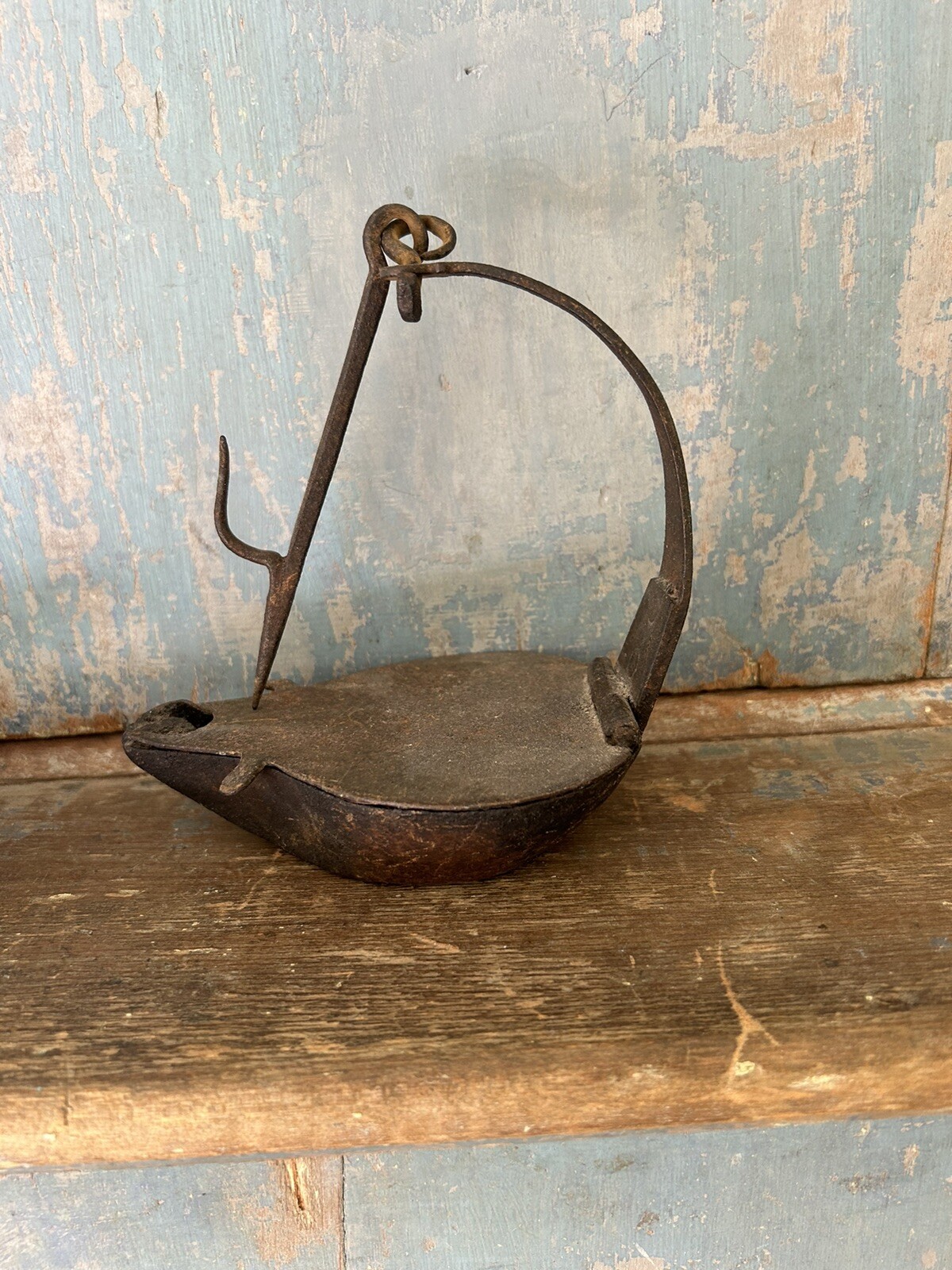 Antique Iron Betty Lamp, 1700s