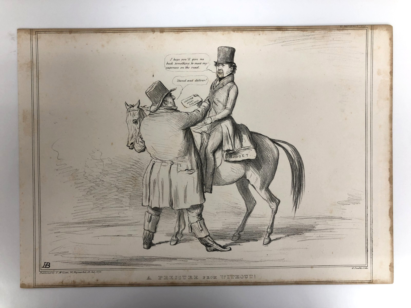 John Doyle Lithograph: A PRESSURE FROM WITHOUT! 1839