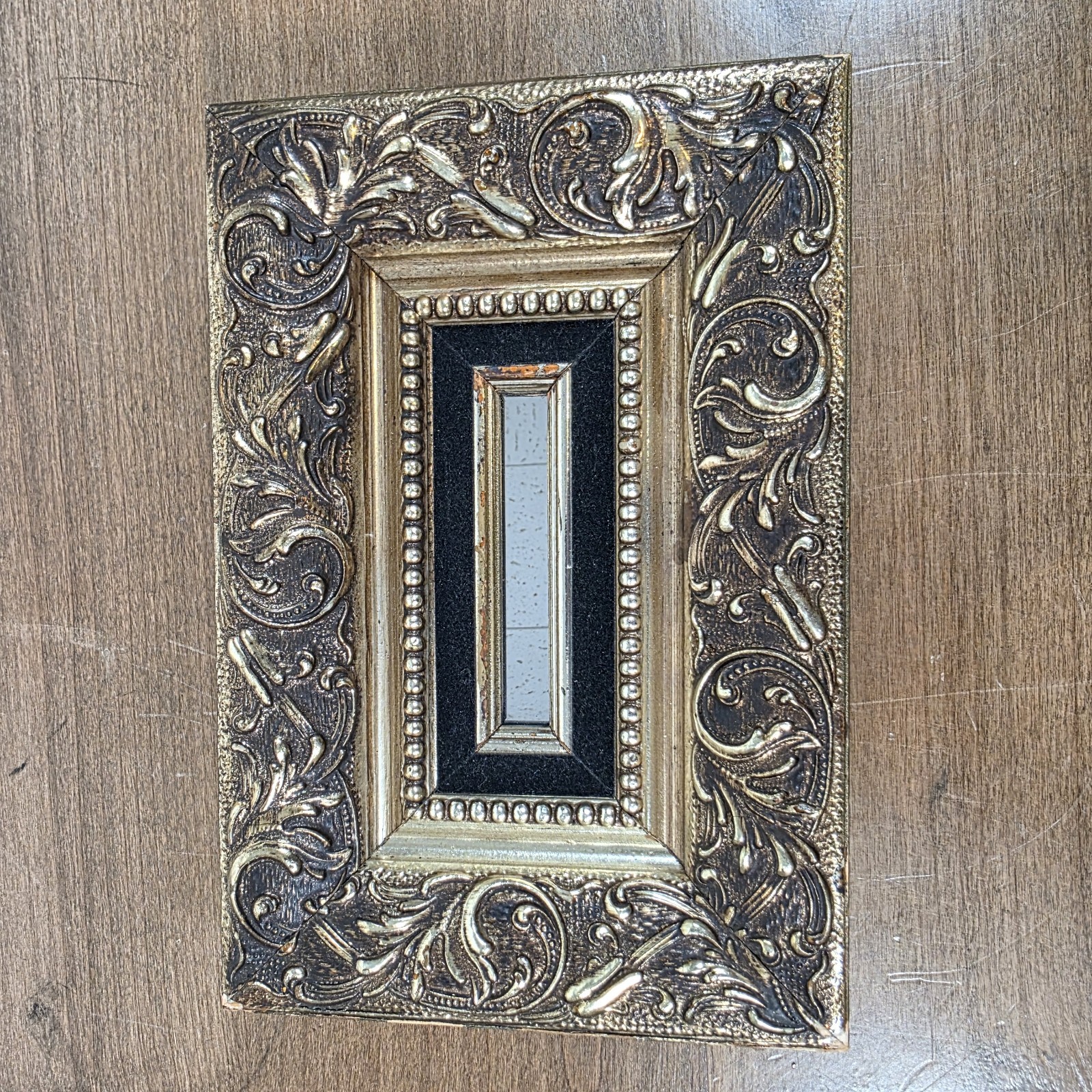 Vintage MCM Turner Wall Accessory Gold Mini Mirror Decor 9” X 6”