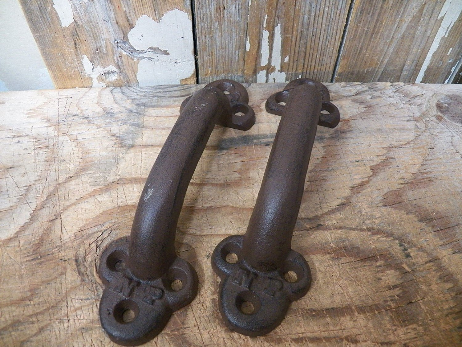 Lot of 2 New Rustic 10″ HEAVY Cast Iron LARGE Gate PULLS Handles Barn Shed