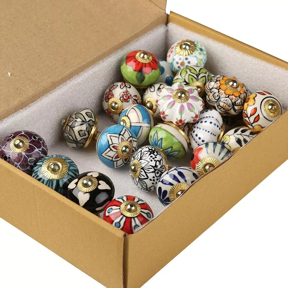 Wholesale Ceramic Knobs Hand Painted Lot Of 5 Pcs Cabinet Knobs Home Decorate